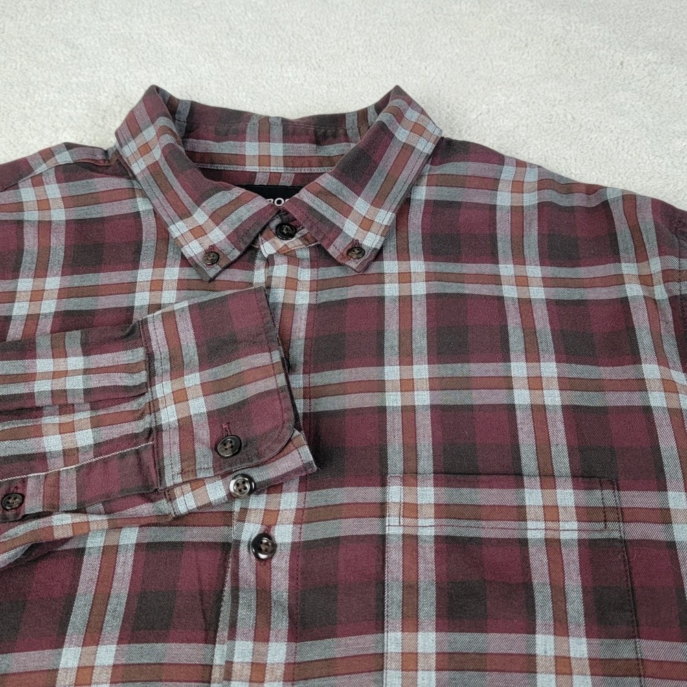 Bonobos Button Down Shirt Mens Large Burgundy Plaid Slim Fit BSH01761S-B6104